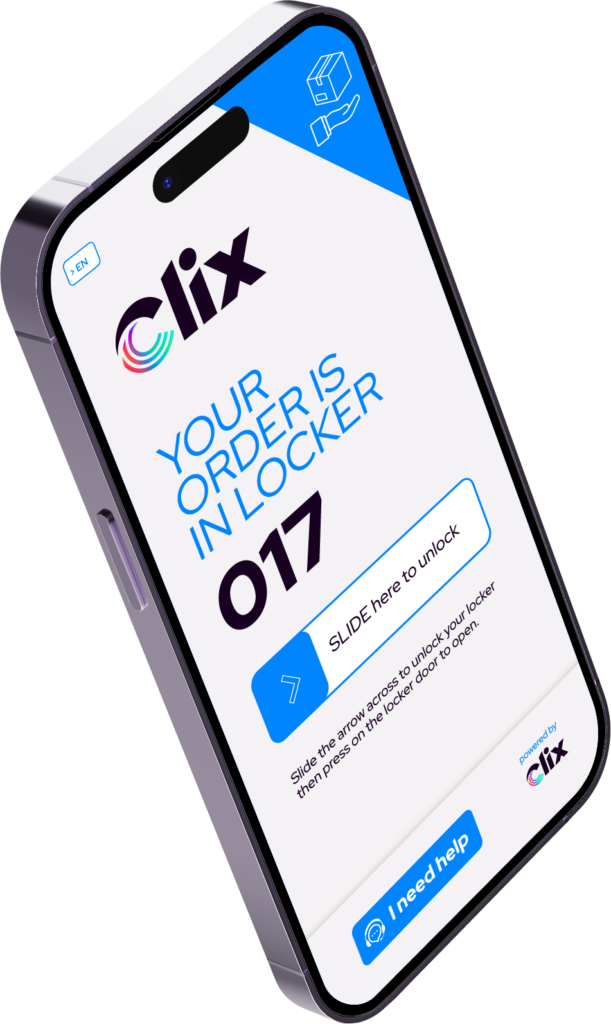 Phone displaying Clix web app